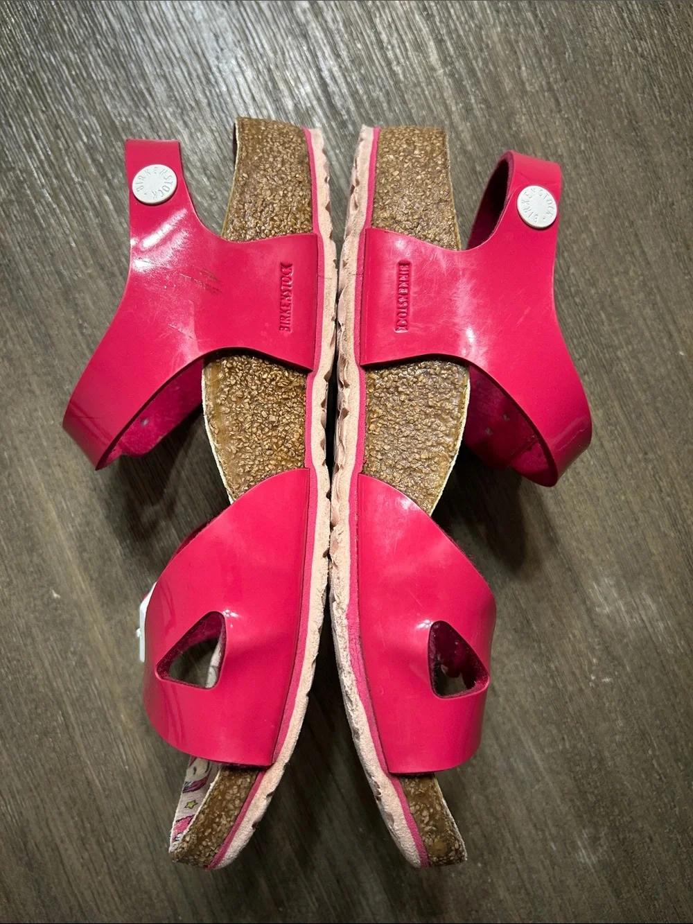Birkenstock Girls Pink Buckle Sandals with Unicorn Print Sz. 3.